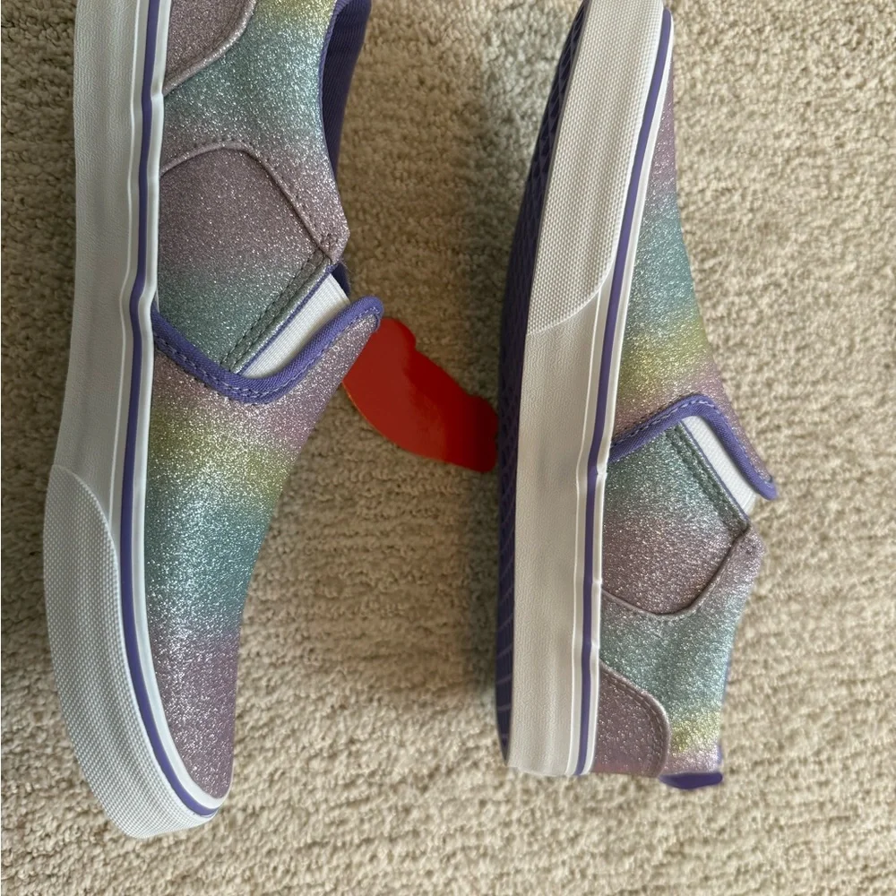 Vans Rainbow Glitter Asher Pull‎ Ons Youth Size 6 Or Women’s  Size 7 New No box